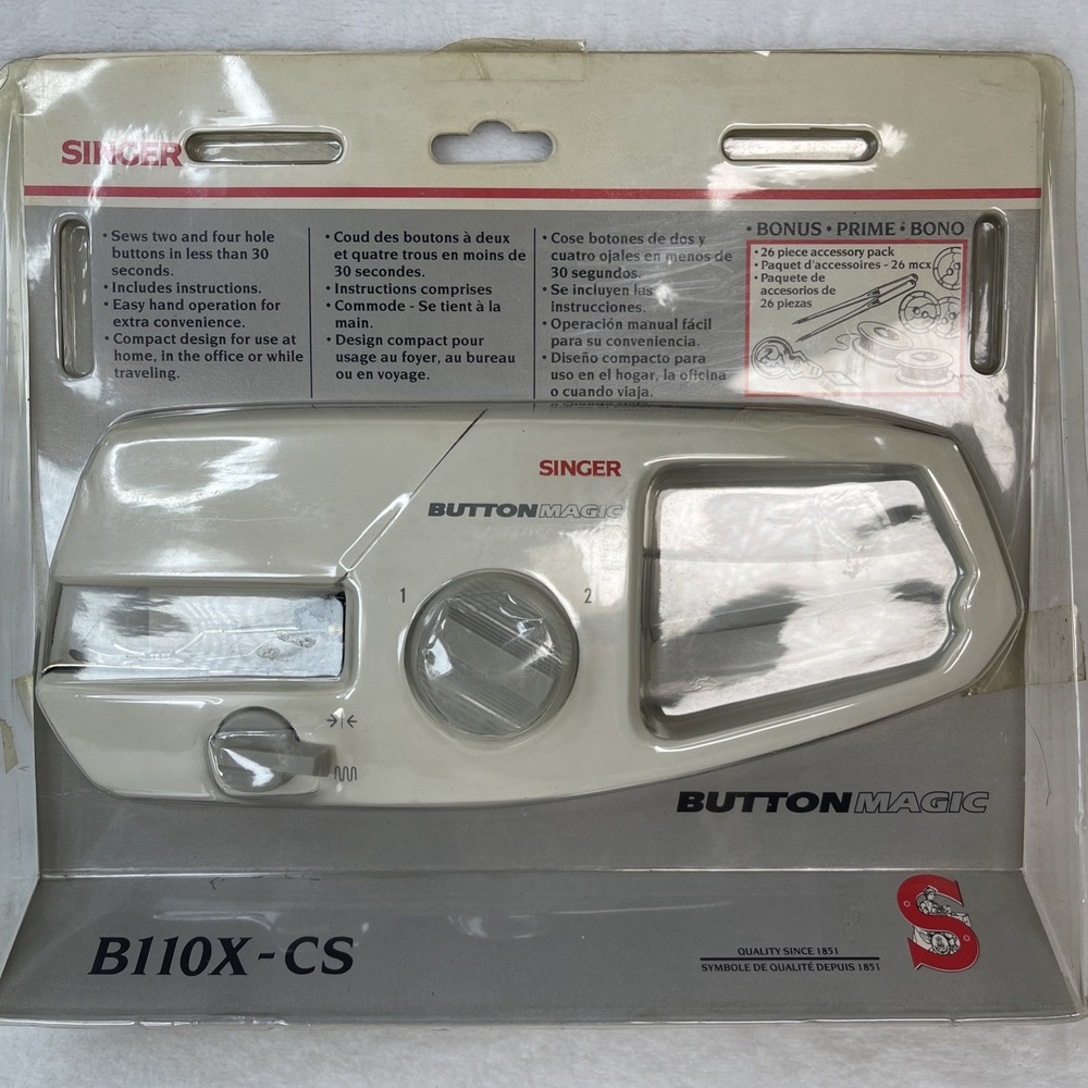 VTG Handheld SINGER B110X-CS‎ Button Magic 2 and 4 Hole Maker Used Once